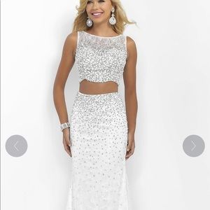 Blush two piece white beaded prom dress 11066